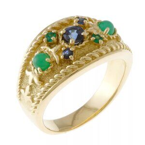 TASAKI Ring US 7 EU54 K18 yellow gold sapphire Emerald used